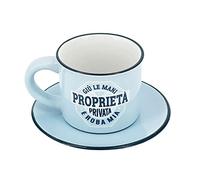 TAZZINA DA CAFFE' PERSONALIZZATA CON PIATTINO - GIU' LE MANI PROPRIETA' PRIVATA