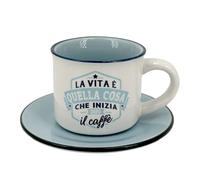TAZZINA DA CAFFE' PERSONALIZZATA CON PIATTINO - LA VITA E' QUELLA COSA.