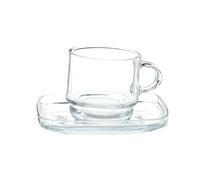 Tazzina e piattino in vetro trasparente