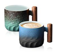 Tazzine Caffè in Porcellana - Set 2 Pezzi Con Manici Particolari per Espresso, Cappuccino, Latte, Tè - Tazze Da Caffè in Ceramica