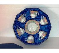 TAZZINE CAFFE' TAZZINA CERAMICA con PIATTINO TAZZA REGALO 6 PEZZI BICCHIERE