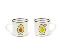 Legami - Espresso For Two, 2 Tazzine da Caffè in Porcellana New Bone China, Capacità 50 ml, Tema Avocado, Lavabili in Lavastoviglie, Utilizzabili nel microonde
