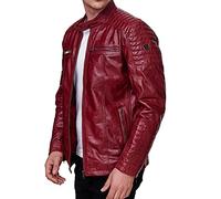 Tazzio Giacca da uomo in vera pelle Biker 19709, rosso vivo, L