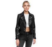 Tazzio Giacca in pelle da donna con fantastici dettagli zip e colletto a risvolto F509, Nero , L