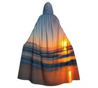 TBABMDPDM Bellissimo mantello con cappuccio per Halloween con stampa dell'oceano all'alba per uomo donna mantello medievale cosplay costumi da strega