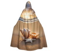 TBABMDPDM Conchiglia Paesaggio Sulla Spiaggia Stampa Halloween Mantello Con Cappuccio Per Uomini Donne Vestaglia Mantello Medievale Cosplay Strega Costumi