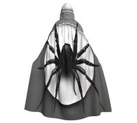 TBABMDPDM Mantello con cappuccio nero con stampa ragno per Halloween per uomo donna vestaglia mantello medievale cosplay strega costumi