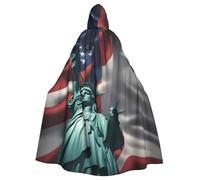 TBABMDPDM Statua della Libertà Bandiera Stampa Halloween Mantello Con Cappuccio Per Uomini Donne Vestaglia Mantello Medievale Cosplay Strega Costumi