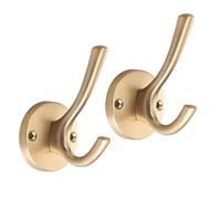 TBADEWOQI Coat Hooks Wall Mounted,2 Pack Big Heavy Duty Dual with Screws Robe Rustic Utility for Hanging Towel Hat Cup Key, Hook Storage Rack(White)