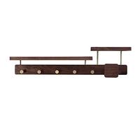 TBADEWOQI Coat Hooks Wall Mounted,Rustic Walnut Rack with Shelf and Vintage Metal for Entryway Bathroom Living Room Bedroom Kitchen(71 * 16cm)