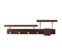 TBADEWOQI Coat Hooks Wall Mounted,Rustic Walnut Rack with Shelf and Vintage Metal for Entryway Bathroom Living Room Bedroom Kitchen(61 * 16cm)