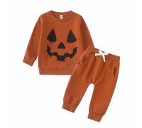 TBAMTBW Completo Halloween Bambino Neonato,Vestito Halloween Neonato Maschio,Costume Halloweens Neonati,Set Felpa Halloweens per Bambino Neonati Maniche Lunghe + Pantaloni con Tasche 2-3 Anni
