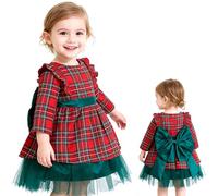 TBAMTBW Vestito Natale Bambina Abito Natale Bambina Vestiti Natales Neonata Costume Natalizio Bambine Scozzese Abiti Natalizio Bambine Vestito Natales Neonata 4 Anni ai 5 Anni
