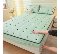 TBATM Coprimaterasso in Cotone, Copertura del Materasso Trapuntata per Letto Matrimoniale E A Una Piazza E Mezza, Coperta Antipiega con Tasca Profonda, Lavabile in Lavatrice,Verde,150x200cm