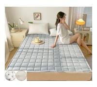 TBATM Materasso Pieghevole in Cotone per Camera da Letto Tatami con 4 Elastici, Copriletto Trapuntato Singolo Doppio King Size A Righe Semplici, Leggero per Tutte Le Stagioni,Blue b,200x220cm