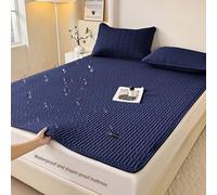 TBATM Protezione per Materasso Impermeabile - Fodera per Materasso Traspirante E Senza Rumore con 4 Cinghie Elastiche per Angoli, Adatta per La Camera da Letto,Deep Blue 2,180x200cm