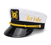 Tbay Cappello da capitano della sposa per addio al nubilato, cappello nautico per addio al nubilato, celebrazione di nozze (bianco- sposa)