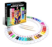 TBC Colori Acrilici 36 x 12 ml, Set Acrylic Paint, colori base e metallizzati, Acrilico per Dipingere Professionali Vernice Acrilica per fai da te, Pietra, Ceramica, Legno, carta,Tela, Sassi, Tessuto