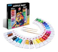 TBC Colori Acrilici Set, 24 Colori Set Colore Acrilico(12 ml/tubo), Colori Acrilici Per Dipingere Su Tela, Pittura Rocciosa, Per Bambini e Adulti