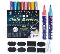 TBC pennarelli gesso liquido cancellabili, 8 colori metallizzati pennarelli cancellabili, gesso liquido per lavagna cancellabile a secco, 6 mm punta, pennarello gesso per lavagna, vetro
