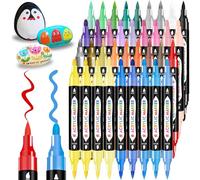 TBC The Best Crafts 36 Matite Acriliche a Doppia Punta, Impermeabili per Pietre, Pennarelli per Pittura su Tela, Legno, Regalo di Tutti