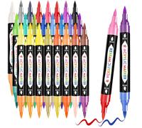 TBC The Best Crafts Matite acriliche 48 colori, 24 pezzi di penne acriliche a doppia punta per pietre resistenti all'acqua, pennarelli per pittura a pietre, pennarelli acrilici per tela, legno, tutti