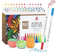 TBC The Best Crafts Penna acrilica in 60 colori, impermeabile, atossica, inodore, adatta per carta, ceramica, pietre, zaini, vetro, uova, tessuti, plastica, artigianato