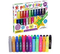 TBC The Best Crafts Tempera - Bastoncini di vernice 24 colori pigmentati su legno, poster e carta lavabili per bambini