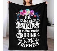 TBDUEPS Coperta carina Wines And Friends, soffice coperta per il migliore amico, per divano, per amante, marito, moglie, donna, uomo, 50x60 pollici (127x152 cm)
