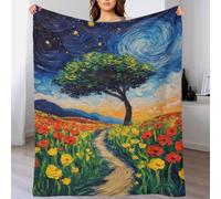 TBDUEPS Coperta da ospedale da campo con motivo notte stellata, coperta da ospedale in peluche, regalo da campeggio per familiari e amici, 100x130 cm