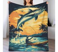 TBDUEPS Coperta extra large in peluche con paesaggio al tramonto sulla pesca, coperta da yoga per donne, regalo per divano per mamma, 100x130 cm