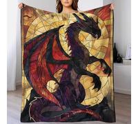 TBDUEPS Coperta in pile con drago nero, soffice e personalizzata, per campeggio, per amanti, marito, moglie, donne e uomini, 150 x 200 cm.