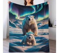 TBDUEPS Coperta in pile con orsi polari incoronati Aurora, soffice e personalizzata, per campeggio, per amanti, marito, moglie, donne e uomini, 80x90 pollici (200x230 cm)