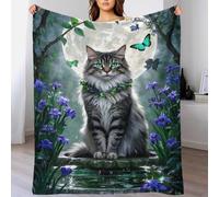 TBDUEPS Coperta in pile di flanella con stampa 3D di gatto delle foreste norvegesi, soffice e soffice, ideale per l'inverno, calda e spessa, 101x127 cm.