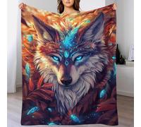 TBDUEPS Coperta mistica a forma di lupo con piume, soffice e carina, per il divano, per l'amante, il marito, la moglie, le donne e gli uomini, 127 x 152 cm.
