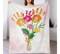 TBDUEPS Coperta morbida con impronta floreale della mano della mamma, per il divano, per l'amante, il marito, la moglie, le donne e gli uomini, 100x130 cm