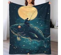 TBDUEPS Coperta morbida in microfibra con immagine di un uomo che pesca su un pesce gigante, regalo per mamma, regalo personalizzato, 180x200 cm
