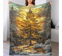TBDUEPS Coperta soffice con albero di pino in vetro colorato per bambini, facile da pulire, enorme coperta per il letto, regalo per la sua amica, mamma, nonna, moglie, 40x50 pollici (100x130 cm)