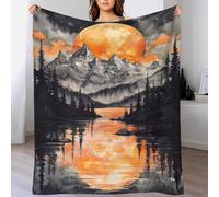 TBDUEPS Coperta soffice e soffice per letto, motivo: Sunset Mountain Lake, per anniversario, matrimonio, San Valentino, 50x60 pollici (127x152 cm)