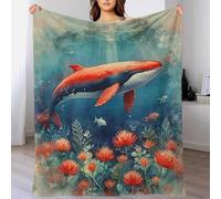 TBDUEPS Coperta subacquea Red Whale, morbida coperta per figlia da mamma e papà per letto per adulti e bambini, 150x200 cm