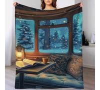 TBDUEPS Coperte morbide e soffici con stampa 3D Cozy Train Cabin invernale, versatili coperte di flanella, calde coperte poncho scialle, mantello per letto e divano, 70x80 pollici (180x200 cm)