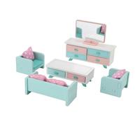 Tbest 35 Pezzi per Bambini Mobili da Bambola in Miniatura, Giocattolo di Bambola di Faggio Premium, Giocattolo di Ruolo, Educativo con Design Dettagliato, Crescita Intellettuale