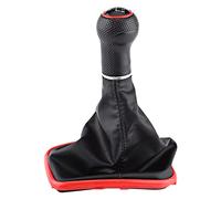 Tbest 5 Speed Gear Shift Knob, Gaiter Boot Kit | Design con bordo rosso, Plastica di alta qualità, Pelle sintetica, Installazione semplice, Montaggio diretto, Sostituzione