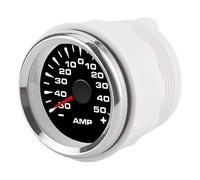Tbest 50a Amperometro Display Lcd Amperometro Ip67 Universale Quadrante Bianco Cornice Argentata per Motore Passo-passo 9-32v (Copertura argentata con quadrante nero)