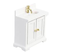 Tbest Abbazzinamento del Lavandino delle Bambole, Lavandino da Bagno in Legno di Betulla Realistica con Spazio per le Box/Cover dei Giochi, 1:16 Mobili in Miniatura Interattiva in Scala, Pavimento