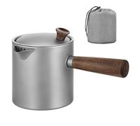 Tbest Bolli da Campeggio, Design Portatile, Filtro del tè Efficiente, Flusso d'Acqua Liscio, Preparazione del tè Facile, Manico Comodo, Ti/Legno, 580 Ml, 4,7 X 3,7 X 3,6 Pollici, 6,1 Once, Leggero