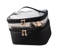 Tbest Borsa per Trucco a Doppio Strato,Custodia Cosmetica Versatile (BLACK) | Design, Materiali, Viaggi