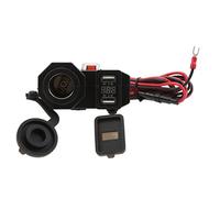 Tbest Caricatore Doppio USB per Moto Presa di Corrente per Bici Elettrica 12V con Voltmetro Digitale Accendisigari per Moto ABS