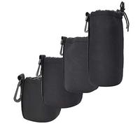 Tbest Custodia per Obiettivo Fotocamera, 4 Pezzi S M L XL Borsa Portaoggetti per Copriobiettivo Fotocamera DSLR Portatile in Neoprene Nero Elastico per Assorbimento degli Urti