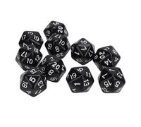 Tbest Dadi da Tavolo in Acrilico Poliedrico in Plastica da 10 Pezzi D20 Set D&D RPG Ad Alta Resistenza con Numeri Chiari per Giochi da Tavolo di Matematica (BLACK)